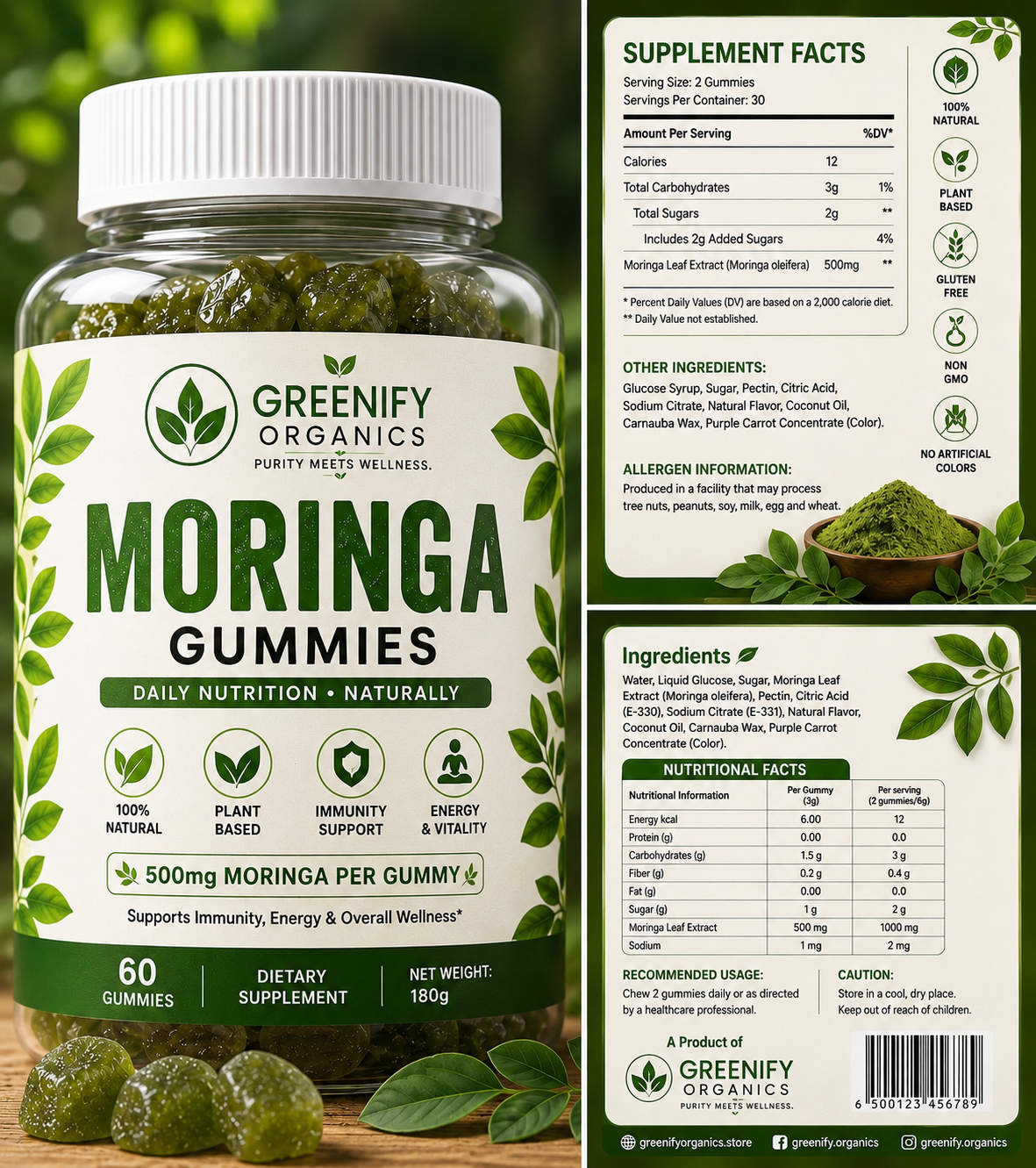 Pure Moringa Gummies – Modern Daily Wellness Moringa Gummies – Green Wellness, Made Delicious