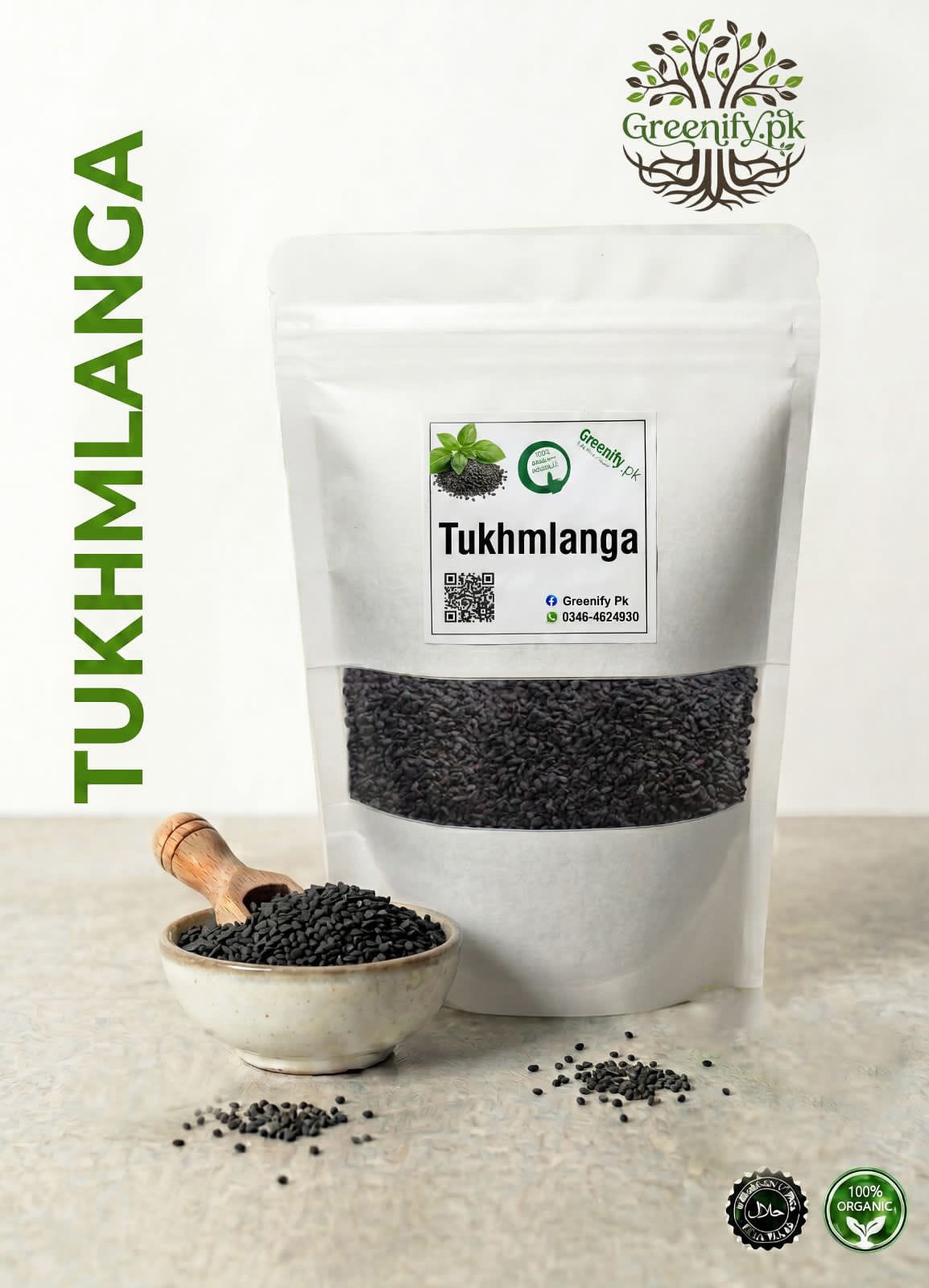 Tukhmlanga Basil Seeds Organic Halal by Greenify.pk
